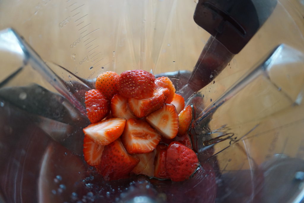 Blending the low FODMAP fruit ingredients.