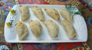 IBS friendly recipes -potato pierogies on a white platter