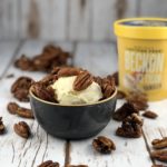 FODMAP Diet Desserts - candied pecans on top of vanilla ice cream