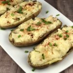 IBS diet plan - Twice Baked Potatoes on a white plate