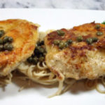 Gluten Free chicken piccata over pasta