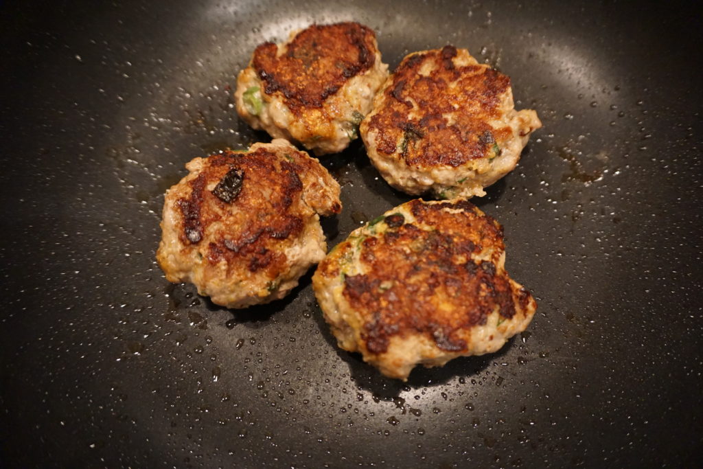 Turkey Patties being Cooked.