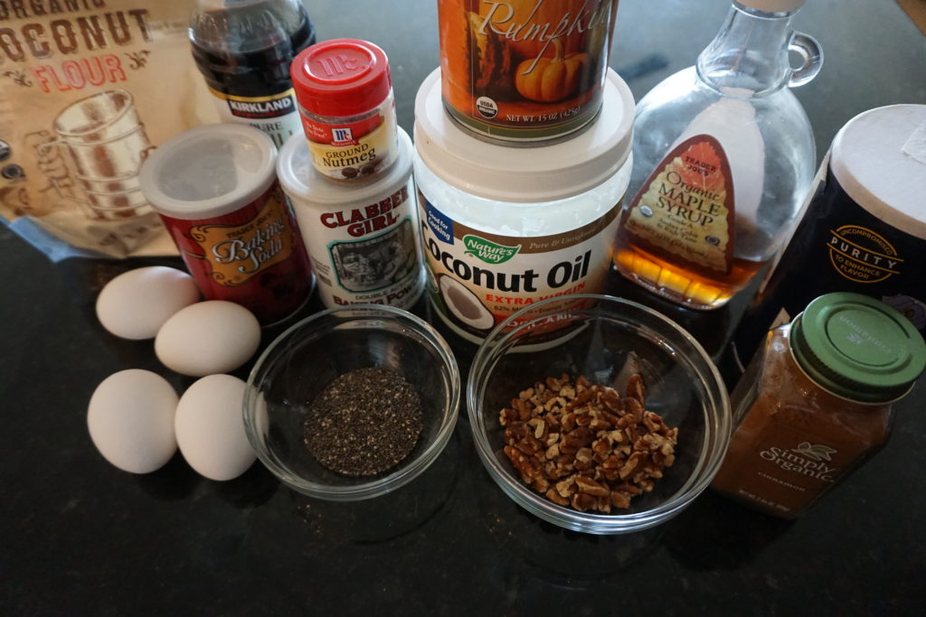 Coconut Pumpkin Muffin Ingredients.