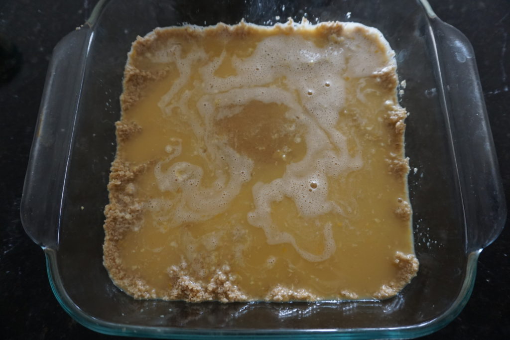 Lemon Filling Poured Over Crust.