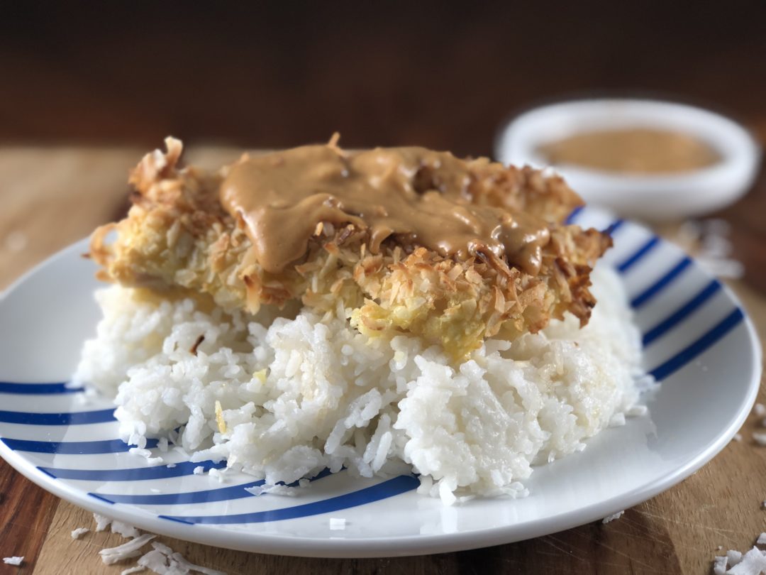 chicken IBS recipe - Baked Coconut Chicken Breast over Jasmine Rice