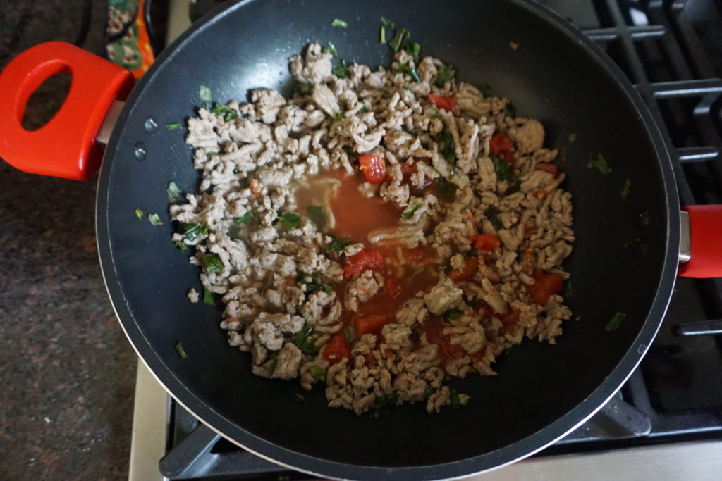 Browned Ground Turkey and Tomatoes.