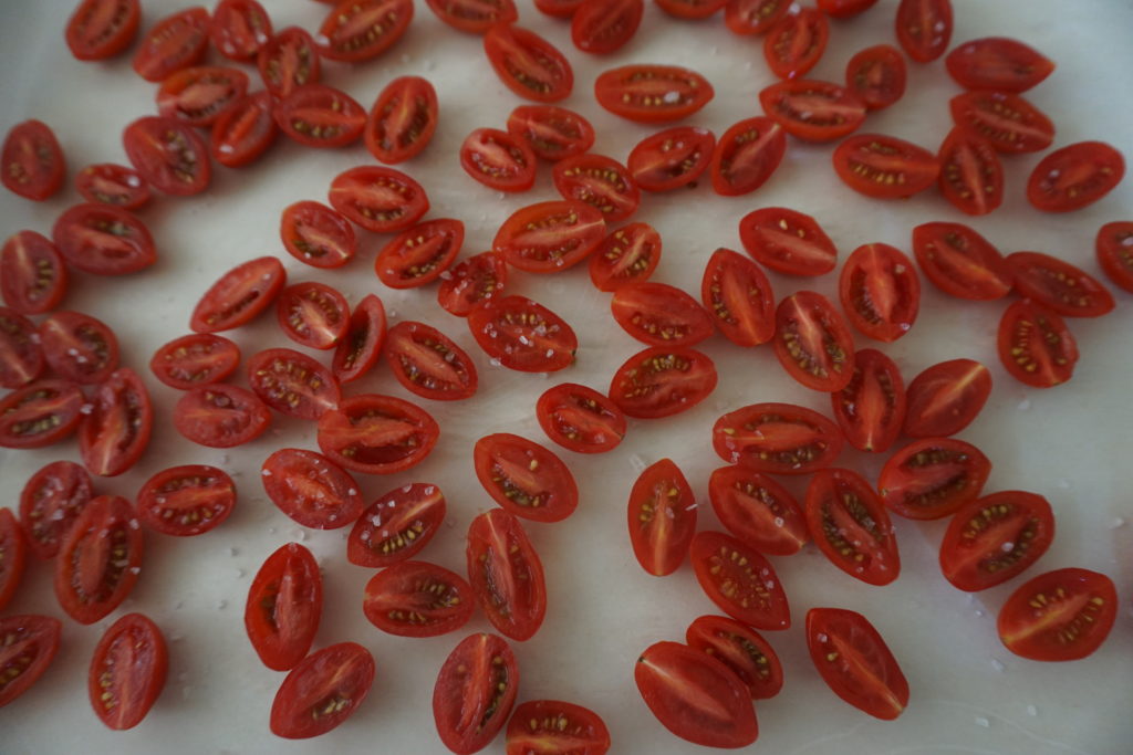 Cherry Tomatoes Ready for Oven.