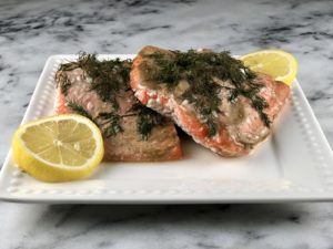 Baked dill salmon - a low FODMAP dinner recipe.