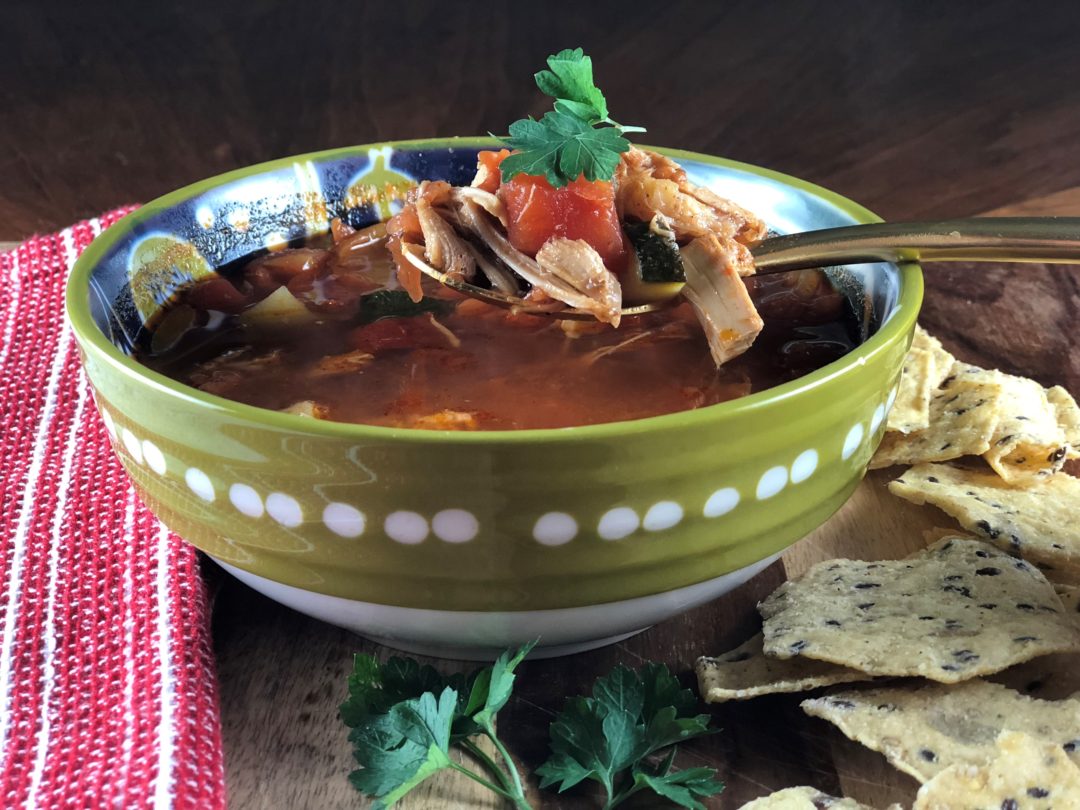 chicken tortilla soup in a bowl