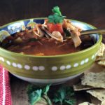 chicken tortilla soup in a bowl