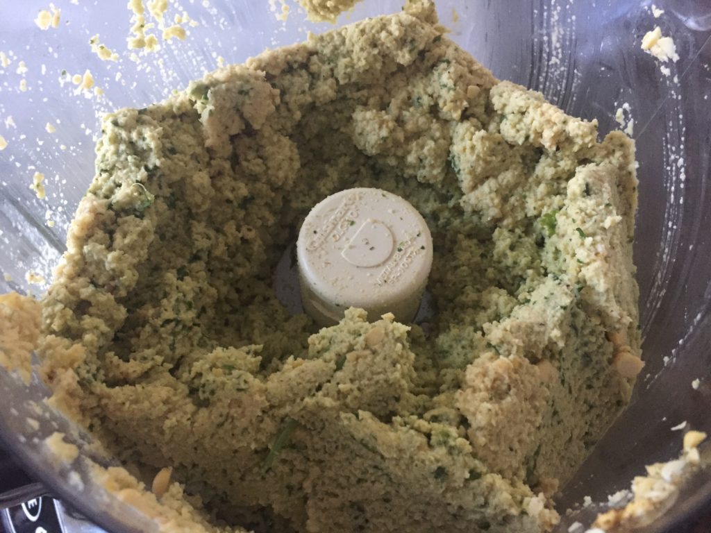 The blended falafel mixture. 