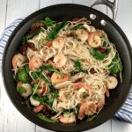 Shrimp with sundried tomatoes, spinach & pasta - IBS Friendly Recipes