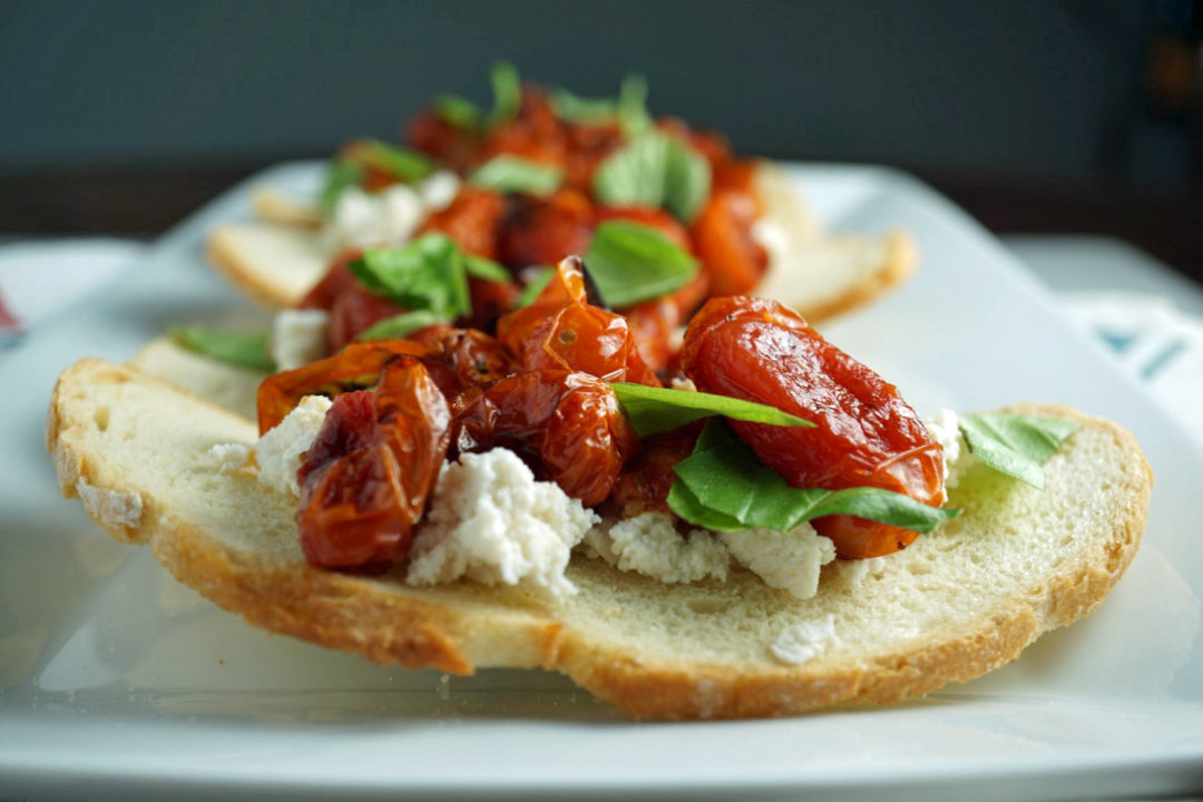 low FODMAP diet - Roasted Tomato & Ricotta Bruschetta