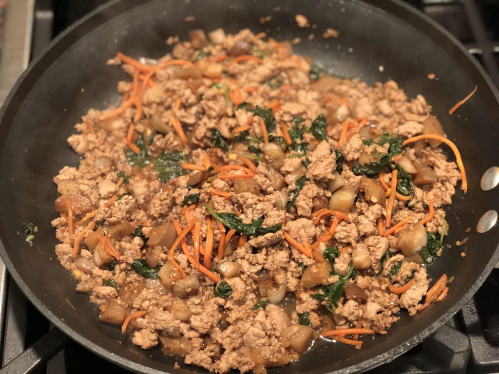 Ground turkey, sauce & veggies