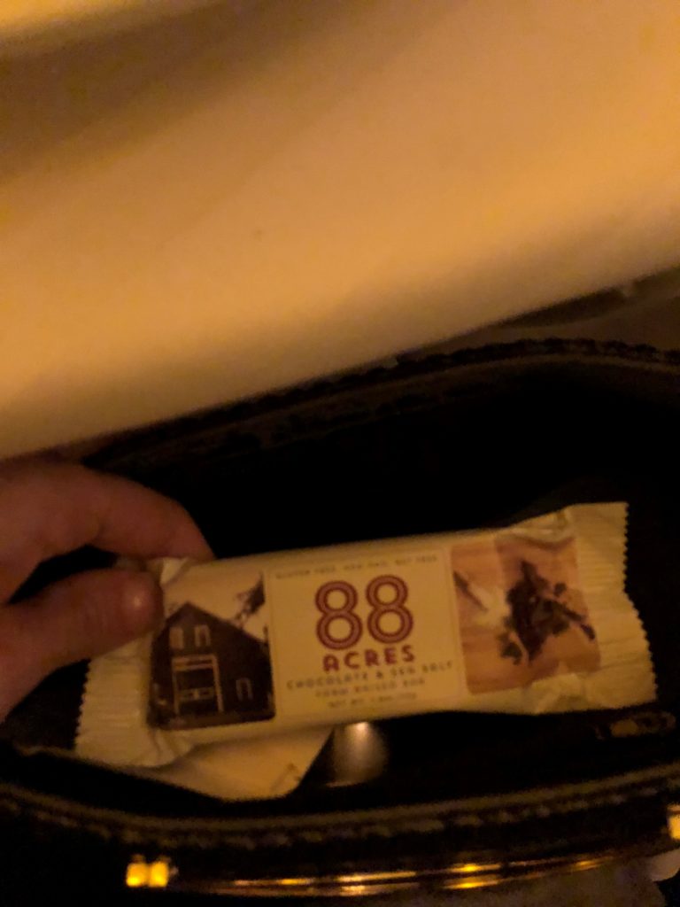 low FODMAP snack option - 88 Acres - hidden in my clutch!