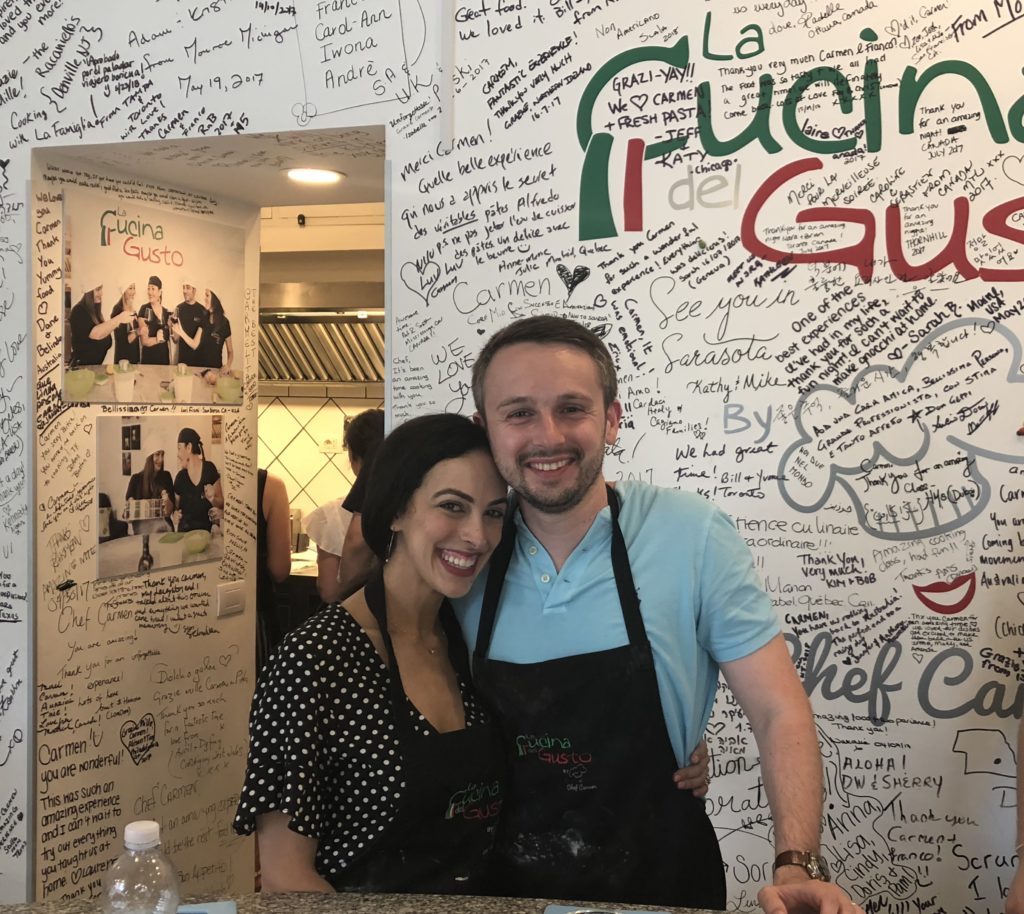 Eugene & l during the cooking class in Sorrento, Italy