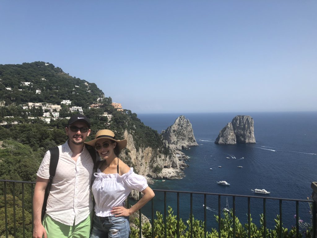 Eugene and I in front of views in Capri, Italy.