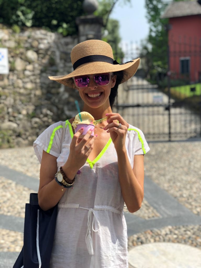 Enjoying FODMAP safe dessert on the streets of Lake Como, Italy.