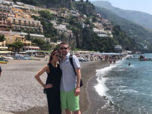 FODMAP travels - Amalfi Coast Eugene and I on the beach in Positano, Italy