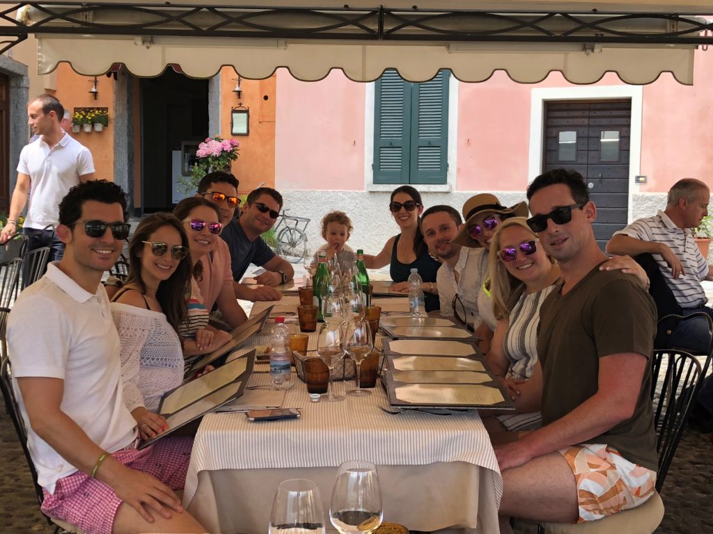 Lunch at Locanda La Tirlindana - friends enjoying a beautiful view overlooking Lake Como.