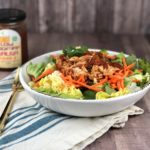 FODMAP chicken recipe - Shredded Salsa Shredded Chicken over a salad