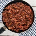 Low FODMAP dinner - A FODMAP safe Classic Turkey Meat Sauce in a large pan.