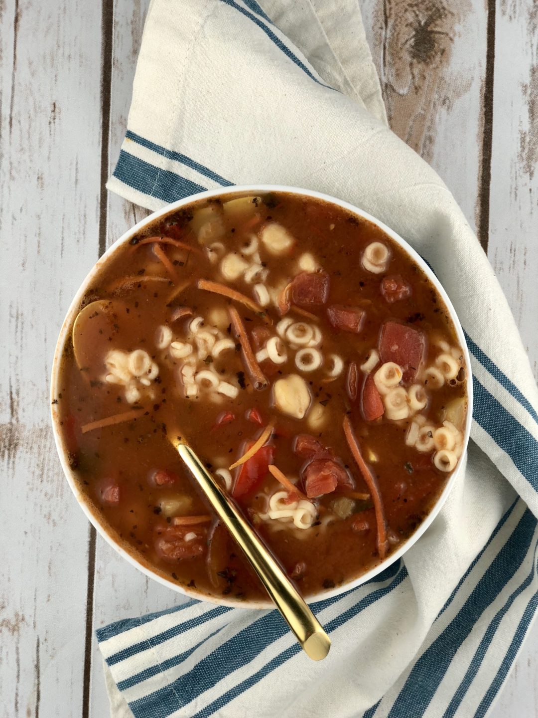 FODMAP safe soup - Minestrone soup