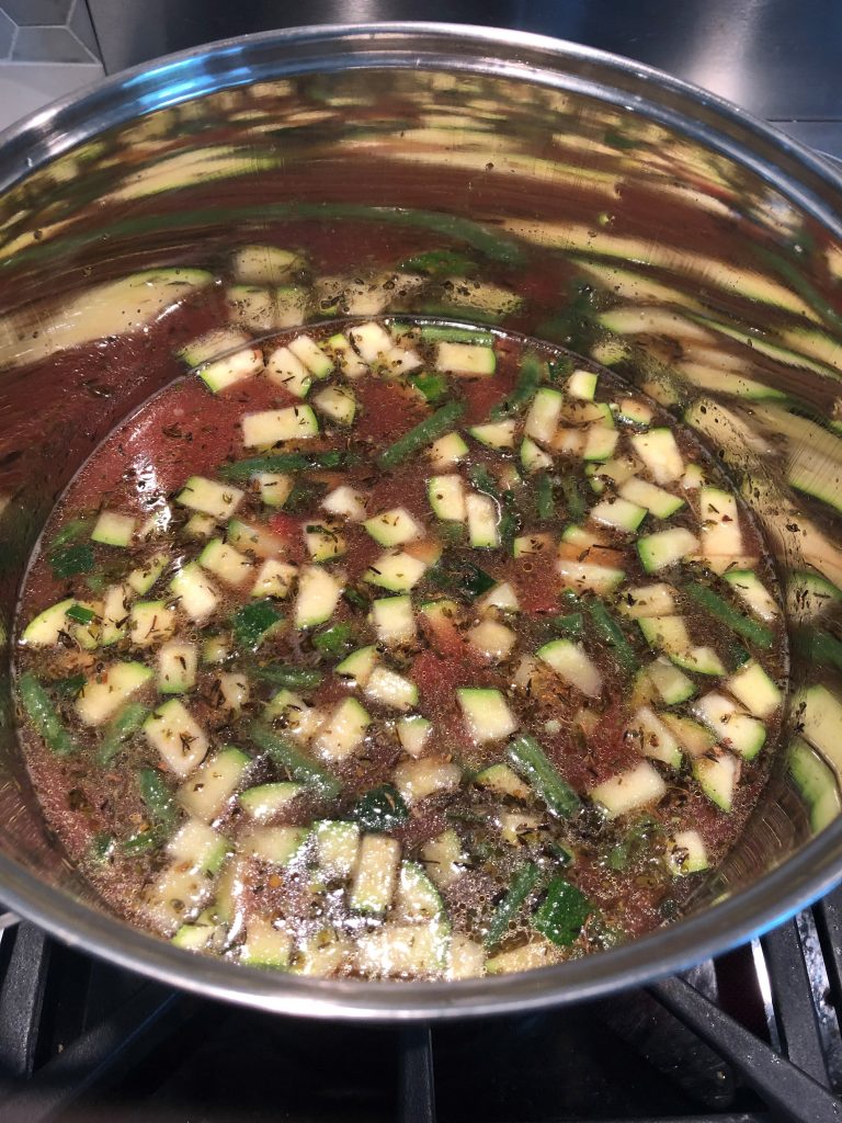 Minestrone Soup Cooking on Stove Top