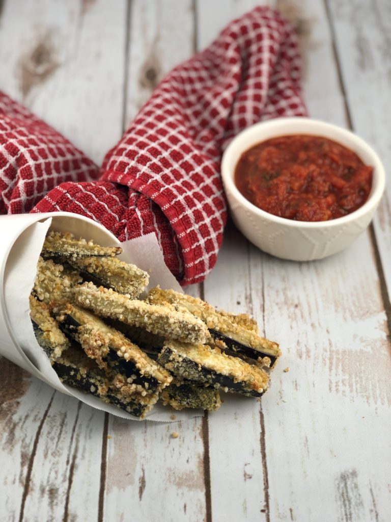 FODMAP safe vegetable - Baked Eggplant Fries with dipping sauce