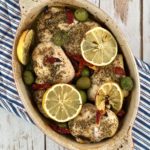 FODMAP safe chicken recipes - Baked Chicken with Lemon, Olives and Sun Dried Tomatoes