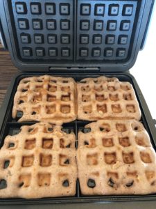 FODMAP safe breakfast waffle ready to eat!